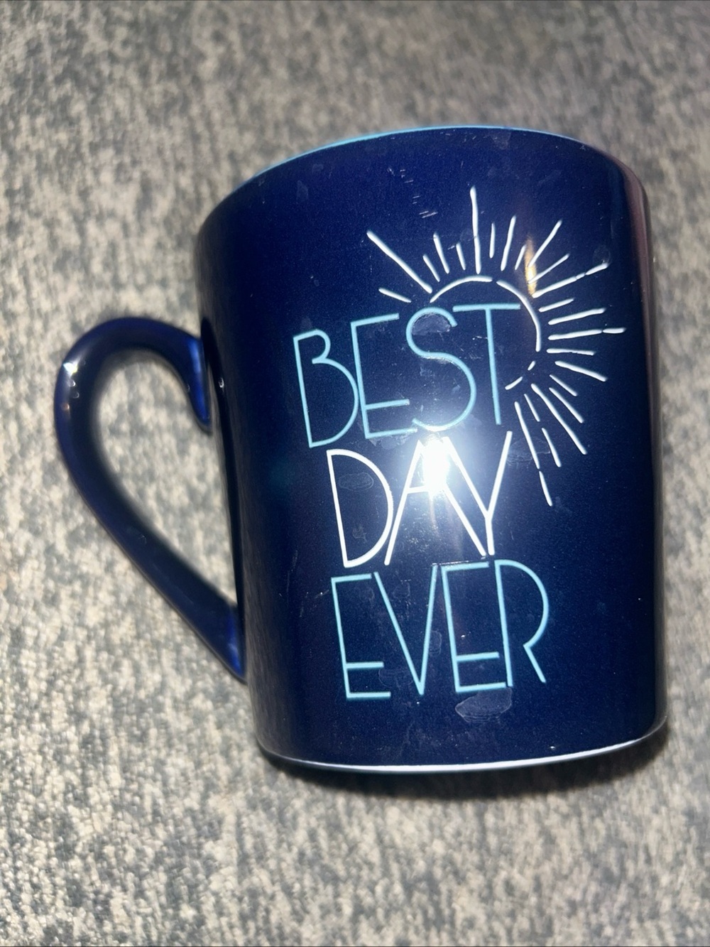 Life is Good  Best Day Ever Navy Blue Teal Coffee Tea Mug Graduation Birthday